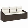 vidaXL Gartensofa-set mit Kissen 3 pcs Braun und Weiß Poly-Rattan