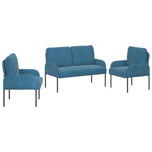 vidaXL Sofagarnituren mit Kissen 3 pcs Blau 115 x 56 x 80 cm Sperrholz