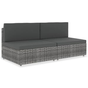 vidaXL Modulares 2-Sitzer-Sofa Poly Rattan Grau