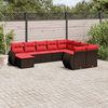 vidaXL 10-teiliges Gartensofa-Set mit Kissen, braun, Polyrattan