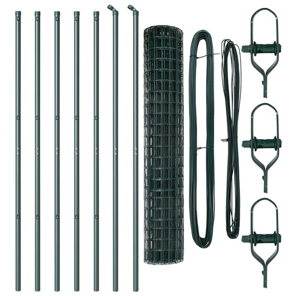 vidaXL Zaun mit Pfosten Gr&uuml;n 1,6 x 10 m Stahl und PVC