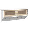 vidaXL Wandgarderobe Wei&szlig; Holzwerkstoff und Rattan Natur