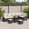 vidaXL Garten-Sofa-Set mit Kissen 9 pcs Schwarz Poly Rattan