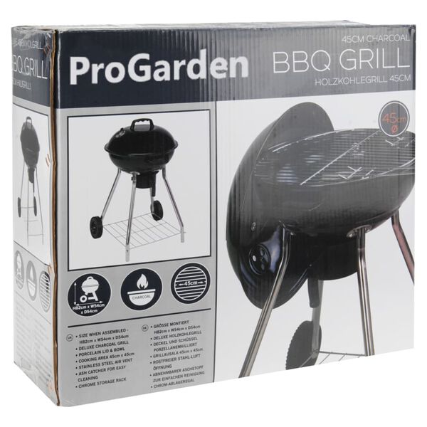 ProGarden Grill mit R&auml;dern 47 cm Schwarz
