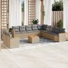 vidaXL 12-tlg. Garten-Sofagarnitur mit Kissen Beige Poly Rattan