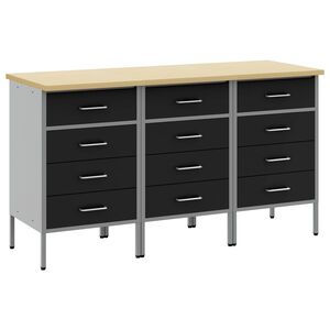 vidaXL Werkbank 3 stk. Schwarz und Grau 150 x 55 x 85 cm