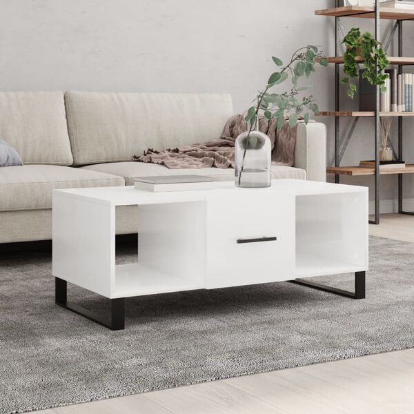 vidaXL Couchtisch Hochglanz-Wei&szlig; 102x50x40 cm Holzwerkstoff