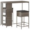 vidaXL 3-tlg. Gartenbar-Set mit Kissen Grau Poly Rattan