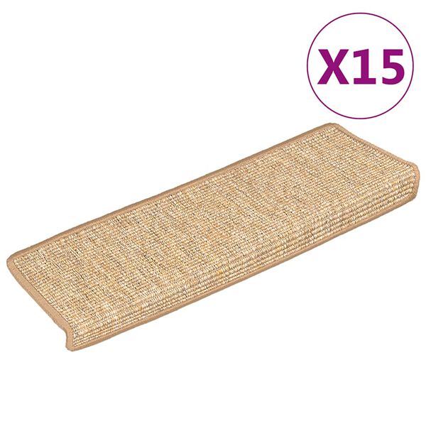 vidaXL Stufenmatten 15 Stk. 65x21x4 cm Hellbraun Rechteckiger Rand
