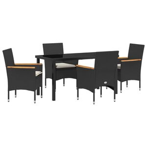 vidaXL Garten Essgruppe 5 stk. Schwarz Poly-Rattan