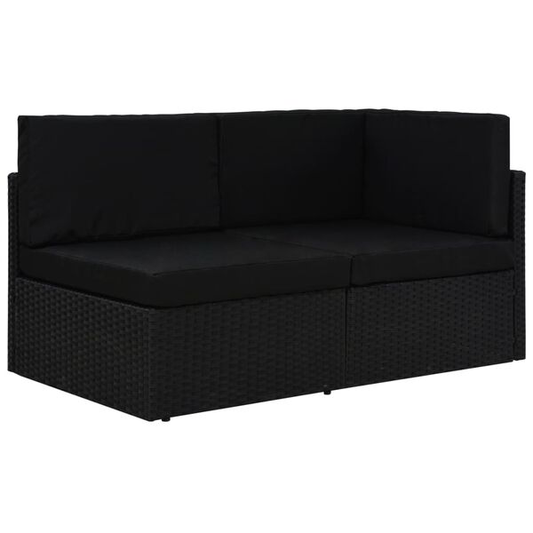 vidaXL Modulares 2-Sitzer-Sofa Poly Rattan Schwarz