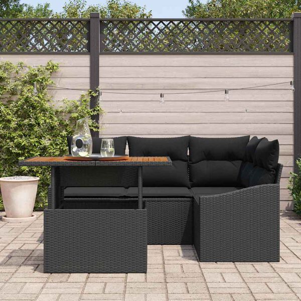 vidaXL Garten Essgruppe mit Kissen 5 pcs Schwarz und Braun
