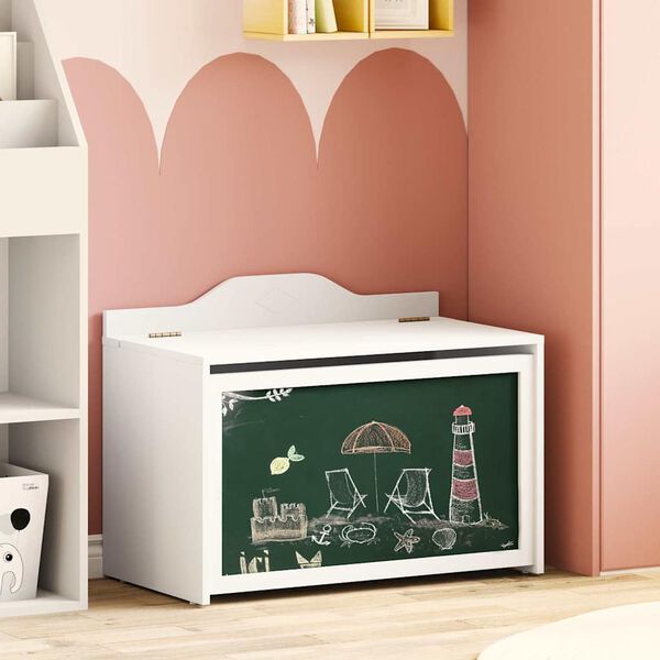 vidaXL Spielzeugbox mit Speicher Weiß 73 x 33 x 55 cm Holzwerkstoff