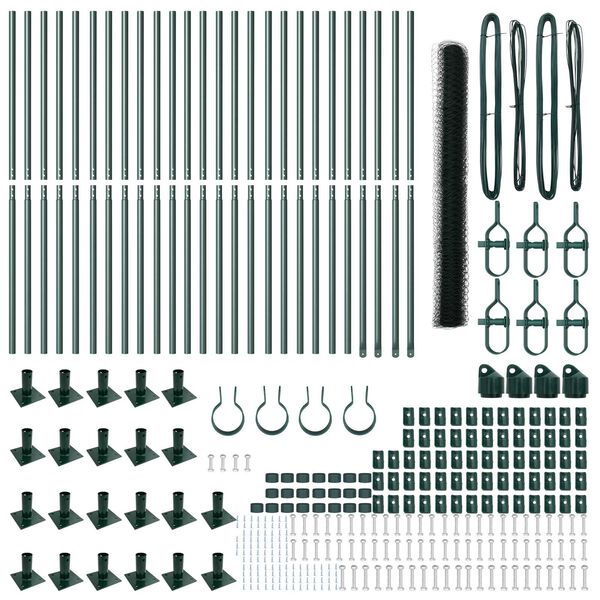vidaXL Zaunpfosten Grün 50 x 1,6 m (36 mm Gitter) Stahl und PVC