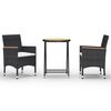 vidaXL 3-tlg. Bistro-Set Poly Rattan und Akazienholz Schwarz