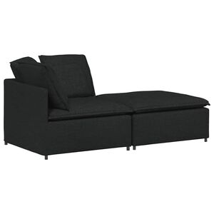 vidaXL Modulares Sofa mit Fu&szlig;hocker Kissen Stoff Schwarz