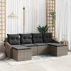 vidaXL Sofa Set mit Kissen 6 pcs Grau Poly Rattan