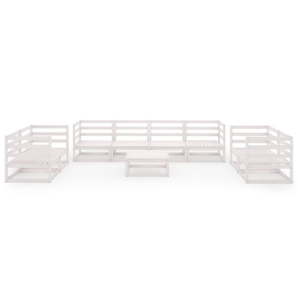 vidaXL 9-tlg. Garten-Lounge-Set Weiß Massivholz Kiefer