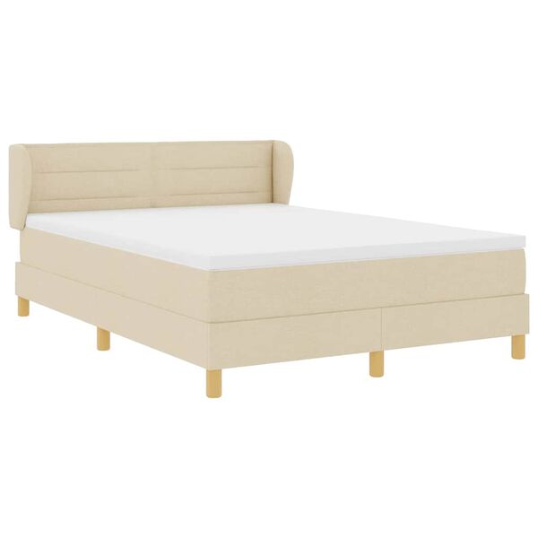 vidaXL Boxspringbett mit Matratze Creme 200 x 160 cm Polyester