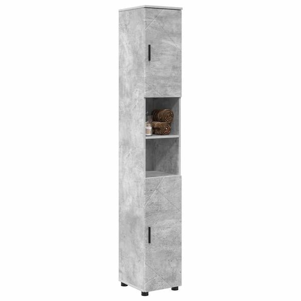 vidaXL Bad hoher Schrank Betongrau 30 x 35 x 192 cm Holzwerkstoff