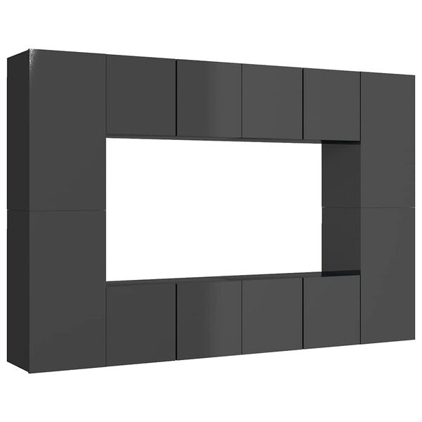 vidaXL 8-tlg. TV-Schrank-Set Hochglanz-Grau Holzwerkstoff