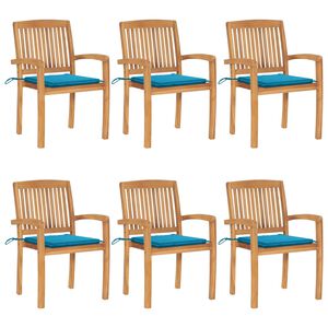 vidaXL Stapelbare Gartenst&uuml;hle mit Kissen 6 Stk. Massivholz Teak