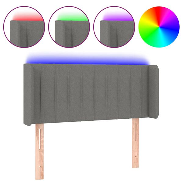vidaXL LED Kopfteil Dunkelgrau 83x16x78/88 cm Stoff