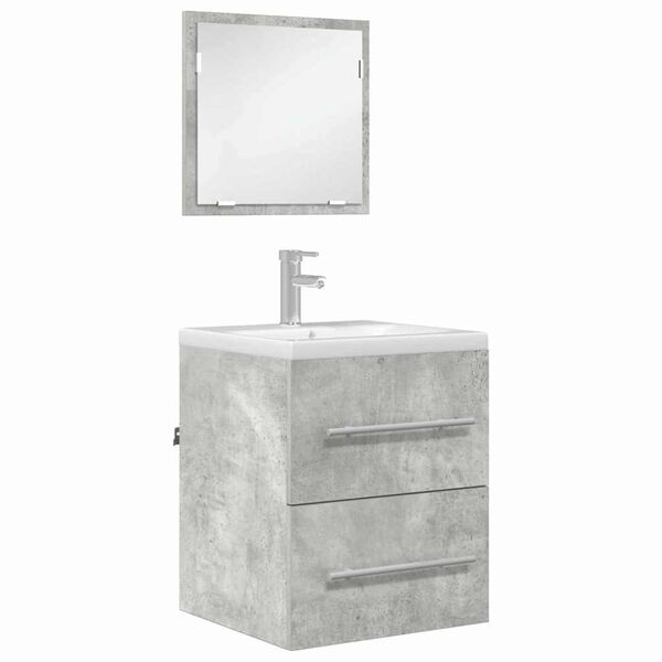 vidaXL Badezimmerm&ouml;bel-Set Grau 41 x 38,5 x 48 cm Sperrholz und Metall