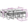 vidaXL 9-tlg. Garten-Essgruppe mit Kissen Grau Poly Rattan