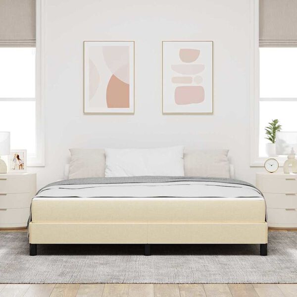 vidaXL Boxspringbett mit Matratze Creme 180 x 200 cm Stoff