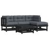 vidaXL 5-tlg. Garten-Lounge-Set mit Kissen Schwarz Massivholz