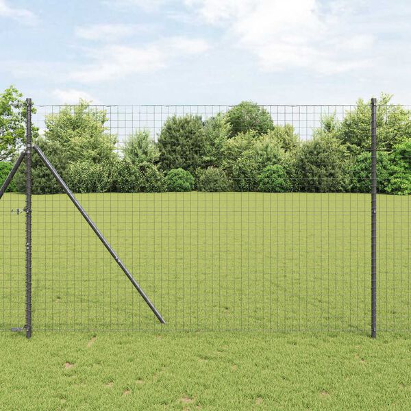 vidaXL Eurozaun Grau 1,6 x 10 m PVC-beschichtetes Eisen