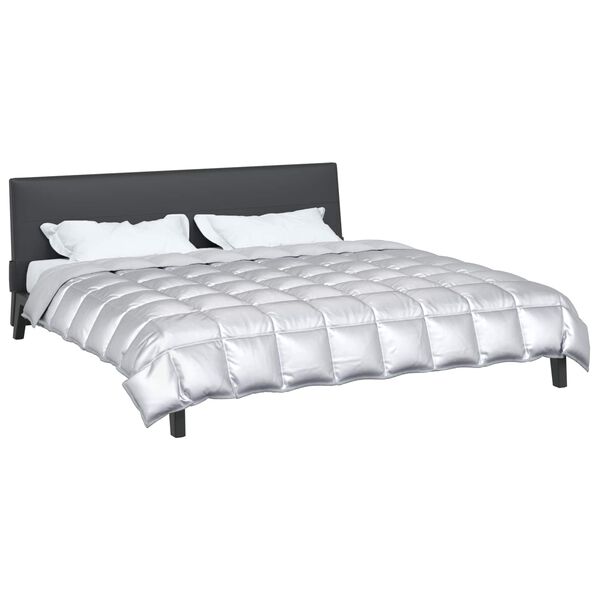 vidaXL Winterbettdecke Silber 220 x 200 cm Satin und Mikrofaser