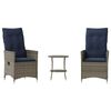 vidaXL 3-teiliges Bistro-Set mit Kissen Grau Poly Rattan