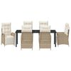 vidaXL Garten Essgruppe mit Kissen 7 pcs Beige Poly-Rattan