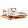 vidaXL Massivholzbett mit Regal ohne Matratze Wachsbraun 120x200 cm