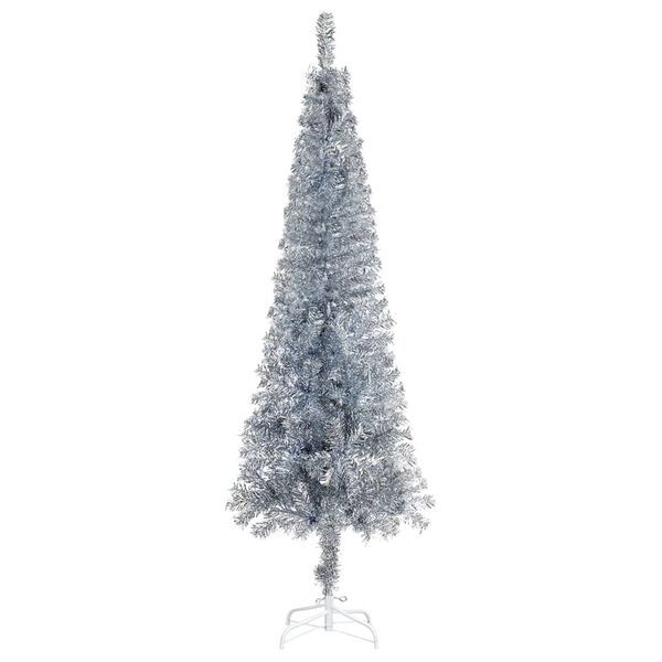 vidaXL Schlanker Weihnachtsbaum Silbern 150 cm