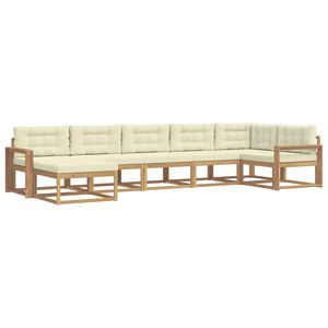 vidaXL Outdoor-Sofagarnitur mit Kissen 7 pcs Wei&szlig; und Creme