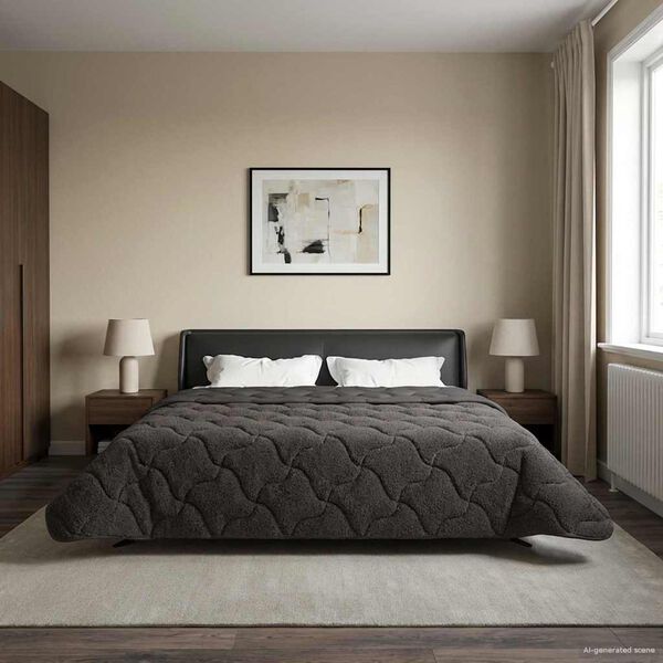 vidaXL Ganzjahresbettdecke Gepolstert Anthrazit 220 x 240 cm