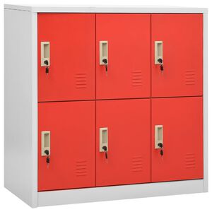 vidaXL Schlie&szlig;fachschrank Hellgrau und Rot 90x45x92,5 cm Stahl