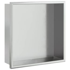 vidaXL Duschnische Geb&uuml;rstet Silbern 32x32x9 cm Edelstahl