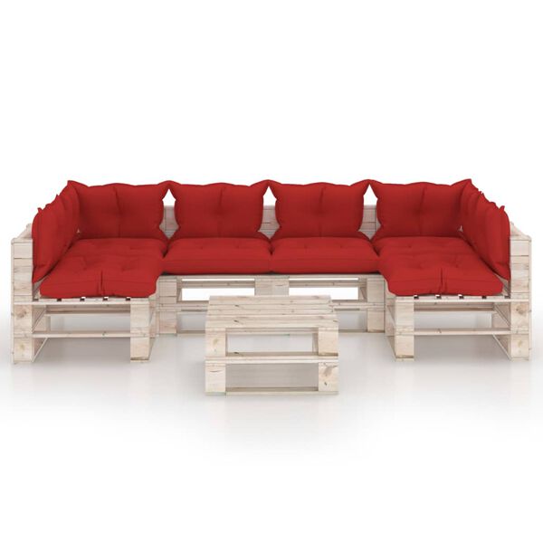 vidaXL 7-tlg. Garten-Lounge-Set aus Paletten mit Kissen Kiefernholz