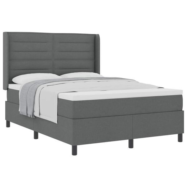 vidaXL Boxspringbett mit Matratze Dunkelgrau 200 x 160 cm Stoff