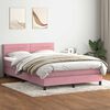 vidaXL Boxspringbett mit Matratze & LED Rosa 160x220 cm Samt