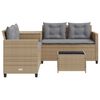 vidaXL Gartensofa in L-Form mit Tisch und Kissen Beige Poly Rattan