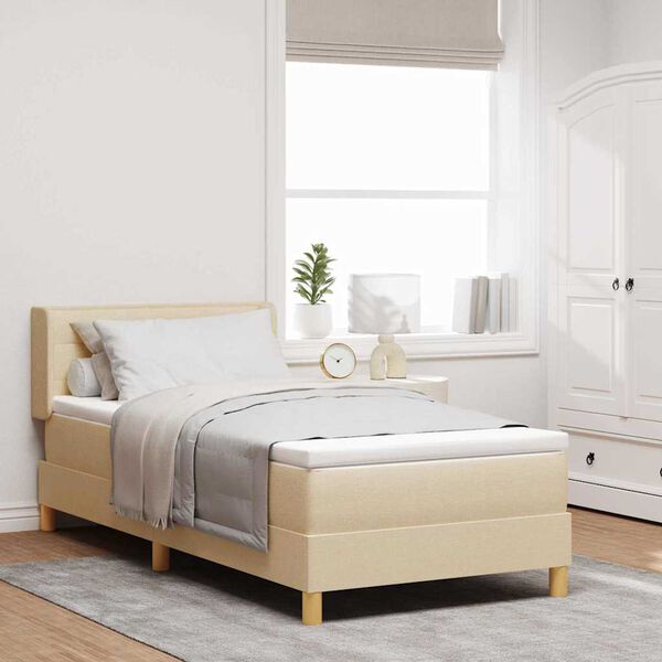 vidaXL Boxspringbett mit Matratze Creme 200 x 100 cm Polyester