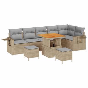 vidaXL Gartensofa-set mit Kissen 11 pcs Beige und Hellgrau Poly-Rattan