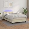 vidaXL Boxspringbett mit Matratze & LED Creme 120x200 cm Kunstleder