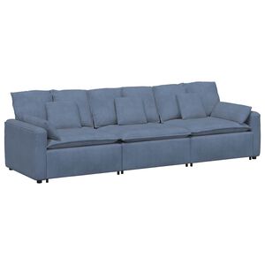 vidaXL Modulares Sofa mit Kissen Blau