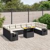 vidaXL 11-tlg. Garten-Sofagarnitur mit Kissen Schwarz Poly Rattan